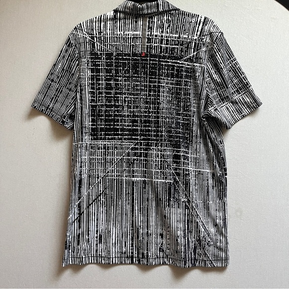 Jamie Sadock Black and White Graphic Polo Golf Shirt Sz M - Picture 2 of 8